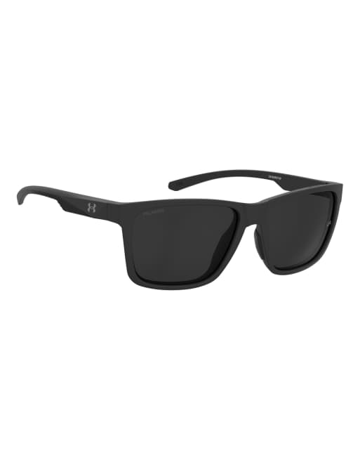 Under Armour rechteckige Sonnenbrille mit grauen polarisierten Gläsern in Schwarz, 7 von 7