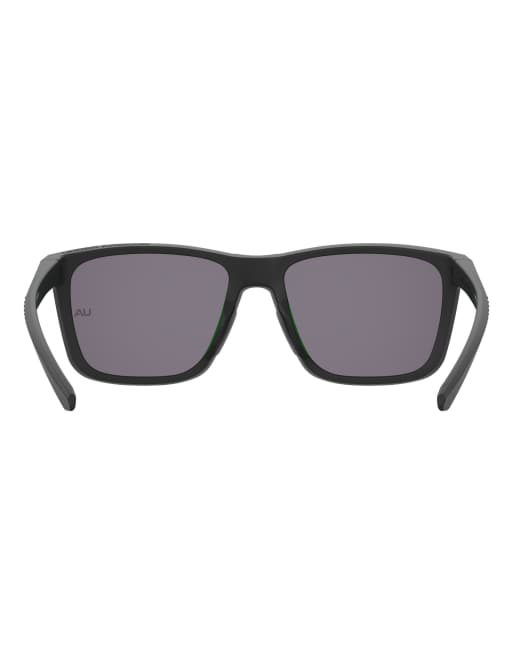 Under Armour rechteckige Sonnenbrille mit grünen Gläsern in Schwarz, 3 von 7