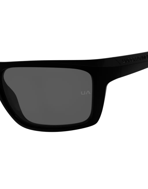Under Armour rechteckige Wrap-Sonnenbrille - schwarz, graue Gläser, 6 von 7