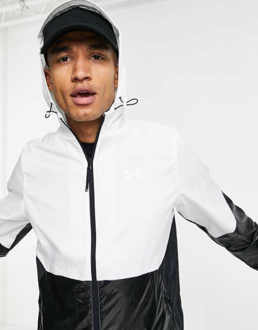 Black and white store under armour windbreaker