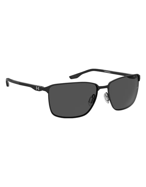 Under Armour - Retained - Lunettes de soleil rectangulaires à verres gris - Noir, 4 de 4