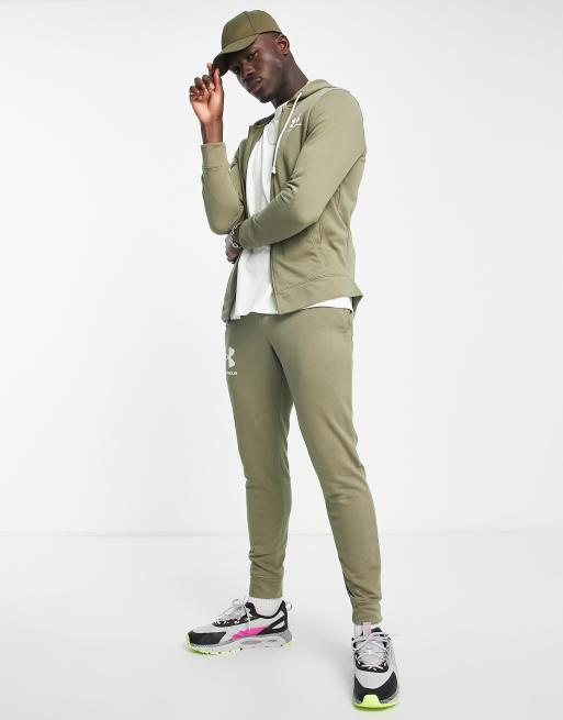 Under Armour – Rival – Bluza z kapturem z dzianiny dresowej w kolorze khaki, 4 z 4