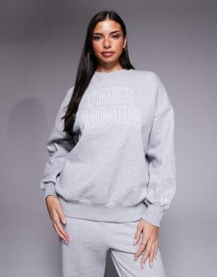 Under Armour - Rival - College-Sweatshirt in Hellgrau meliert mit Rundhalsausschnitt