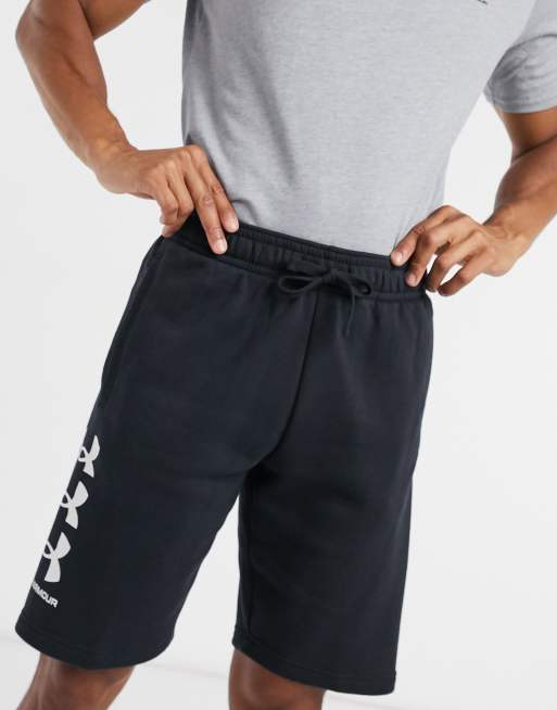 Under Armour Rival cotton triple logo shorts in black