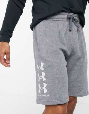 Under Armour Under Armour Rival cotton triple logo shorts in grey marl