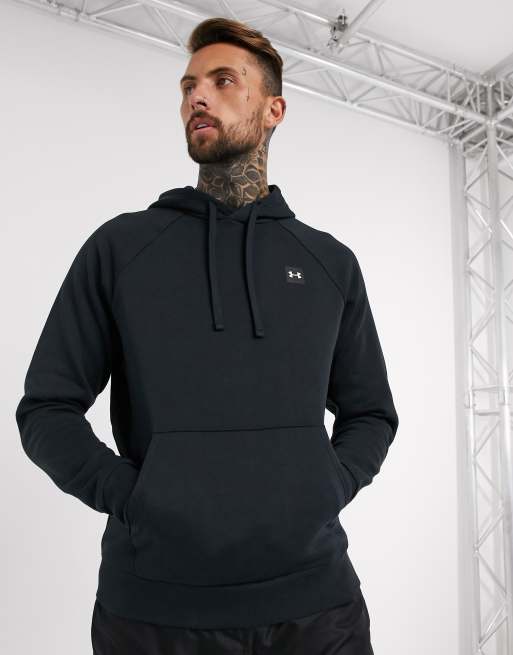 Under Armour – Rival – Czarna bluza z kapturem z dzianiny syntetycznej, 3 z 4
