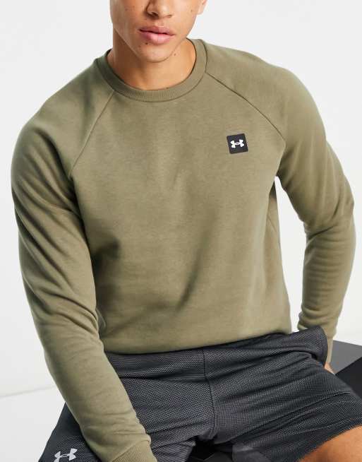 Under Armour Rival fleece crew sweatshirt khaki ASOS