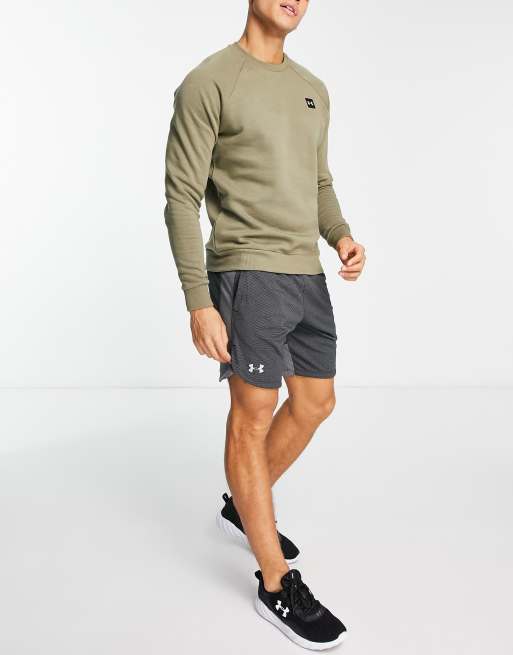 Under Armour Rival fleece crew sweatshirt in khaki