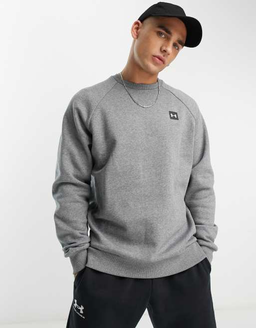 Gray Front Pocket Aqua Embroidery Fleece Crewneck