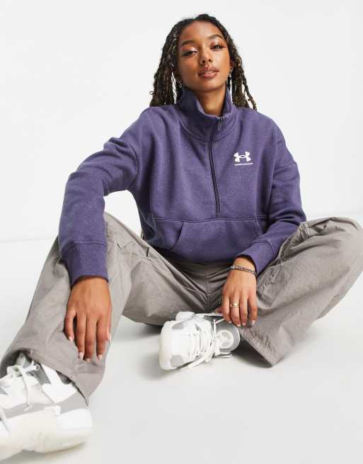 Under Armour Rival fleece half zip sweatshirt in purple ASOS