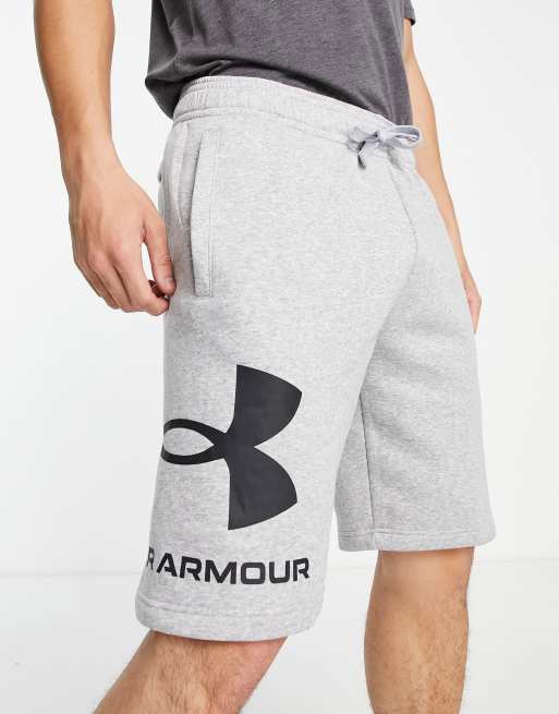 Under Armour Rival fleece large logo shorts in gray