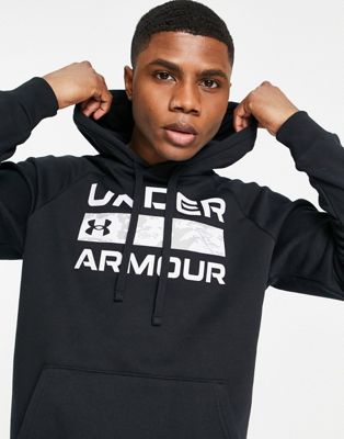 Under Armour Rival fleece signiture hoodie in black