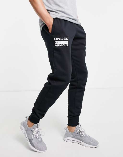 Under Armour Rival fleece signiture joggers in black