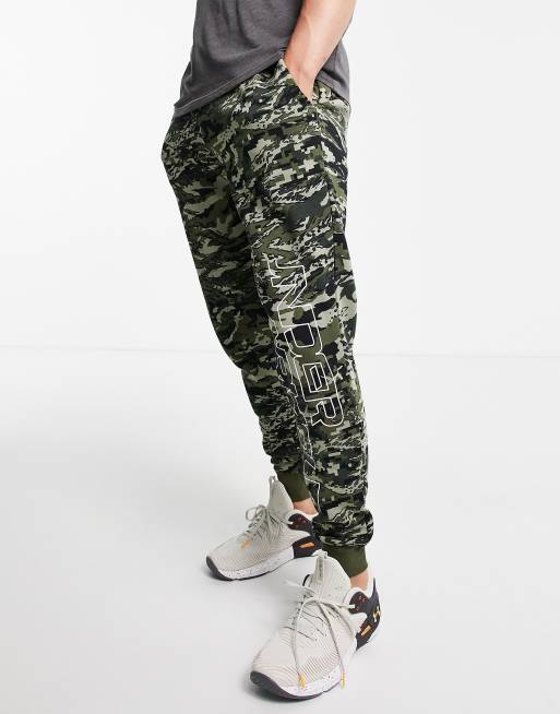 Under Armour – Rival – Kakigröna, kamouflagemönstrade mjukisbyxor i fleece