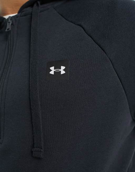 Under Armour - Rival - Sort fleece-hættetrøje med halv lynlås, 3 af 4