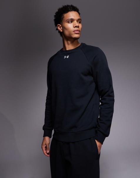 Under Armour – Rival – Svart sweatshirt i fleece med rund halsringning - view 1