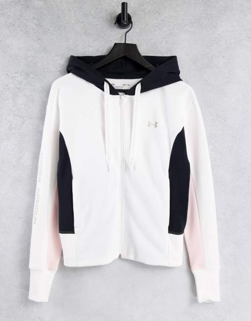 Under Armour - Rival - Sweat à capuche molletonné brodé à fermeture éclair - Blanc