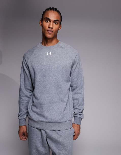Under Armour - Rival - Sweatshirt van fleece met ronde hals in licht gemêleerd grijs - view 1