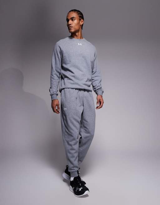 Under Armour - Rival - Sweatshirt van fleece met ronde hals in licht gemêleerd grijs, 2 van 5