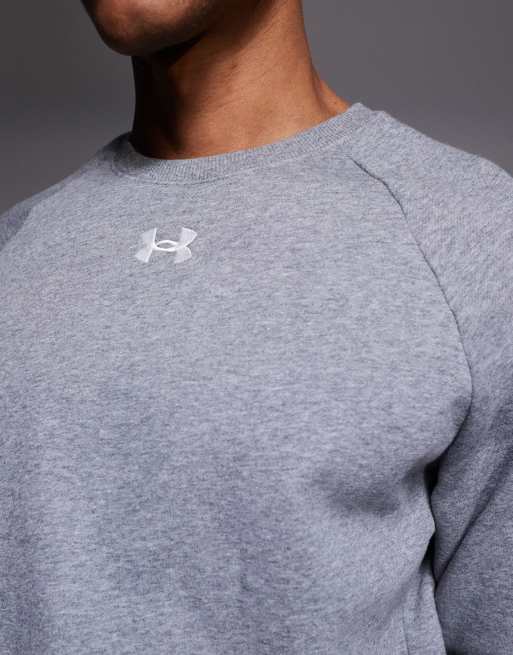 Under Armour - Rival - Sweatshirt van fleece met ronde hals in licht gemêleerd grijs, 5 van 5