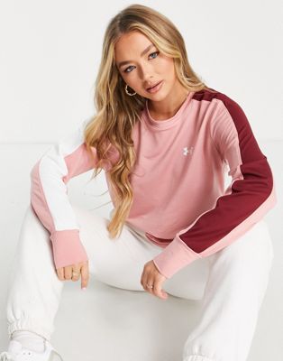 Under Armour Rival Terry crew sweatshirt in pink