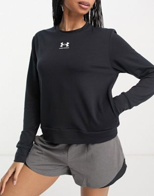 Under Armour Rival Terry crew sweatshirt with central logo in black