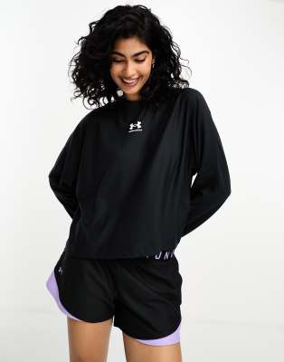 Under Armour Under Armour Rival terry oversized crew neck sweatshirt in black