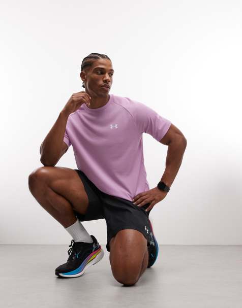Under Armour – Rosa t-shirt i techstil med korta ärmar och textur - view 1
