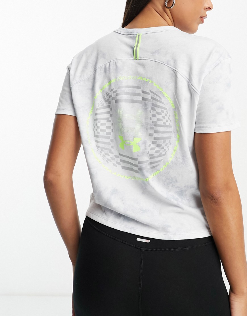Under Armour Run Anywhere Graphic short sleeve top in white