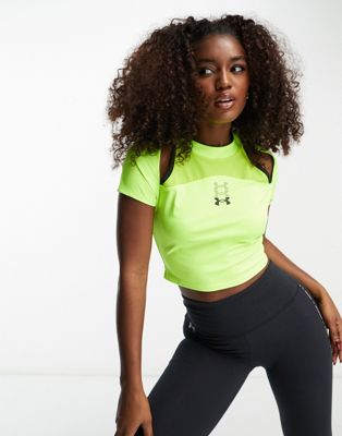 Under Armour Run Anywhere short sleeve crop top in yellow - ASOS Price Checker
