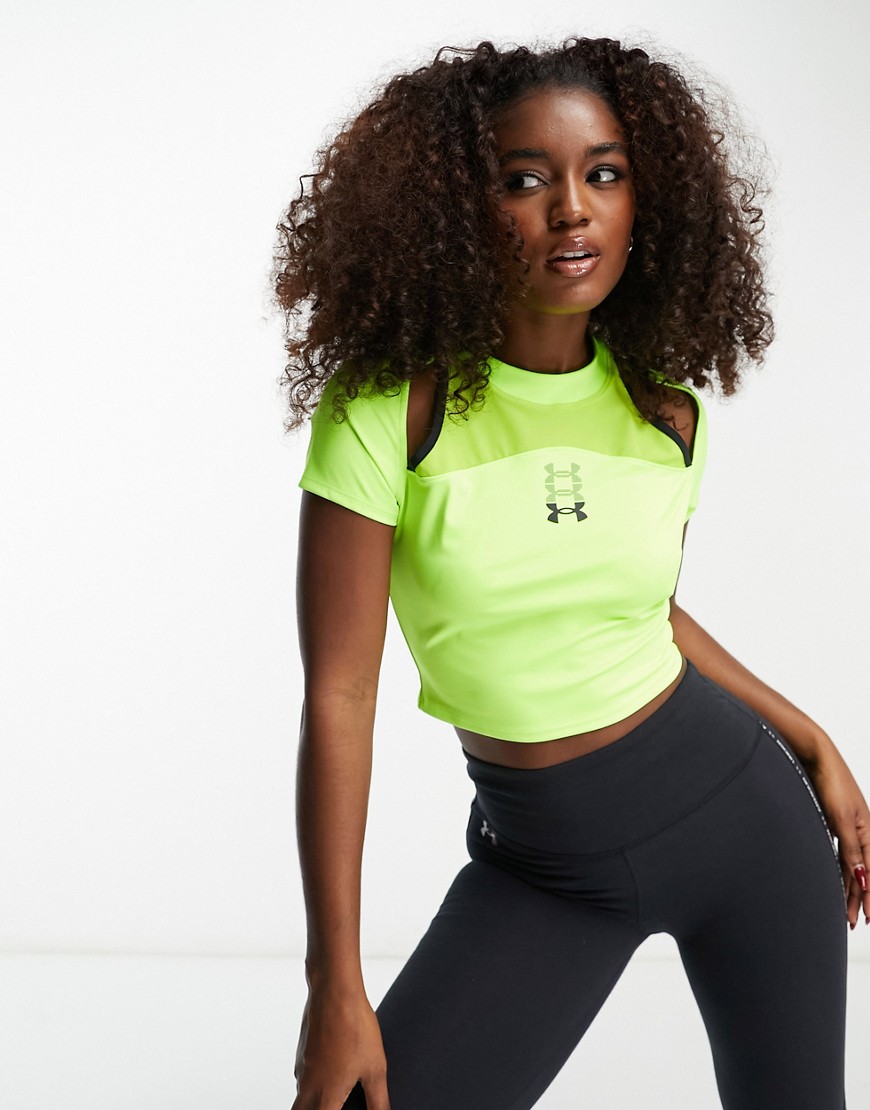 Under Armour Run Anywhere short sleeve crop top in yellow