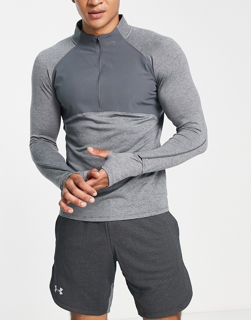 Under Armour Run Qualifier 2.0 1/2 Zip Top In Gray In Pitch Gray Heather/pitch Gray