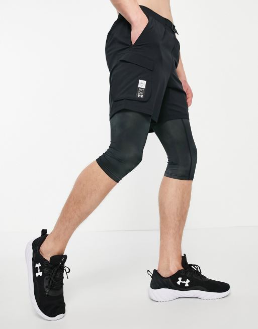 Under Armour Running Anywhere 2 in 1 shorts in black