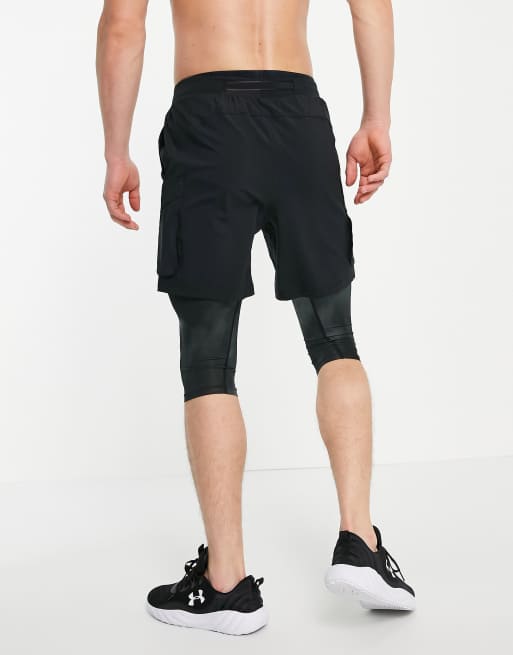 Under Armour Running Anywhere 2-in-1 shorts in black