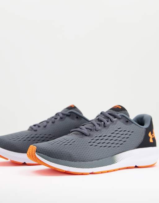 Under armour grey on sale and orange shoes