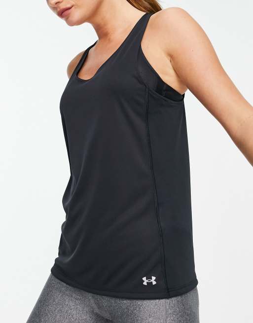 Under Armour Running Fly By singlet in black, 2 of 4