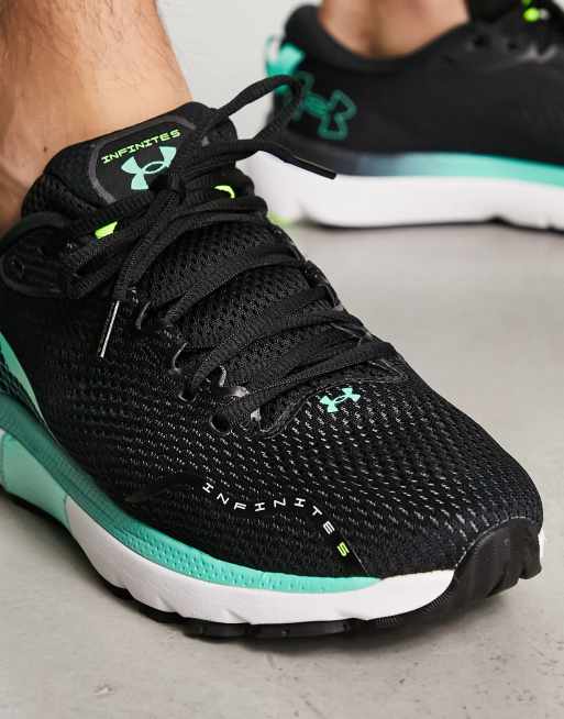 Under Armour Running HOVR Infinite 5 trainers in black and green