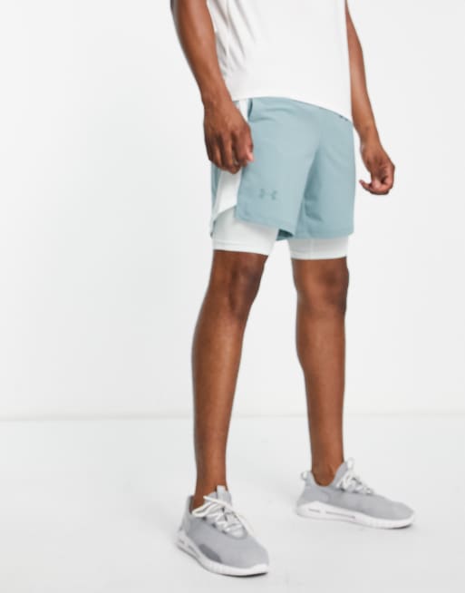Under Armour Running – Launch – 2-in-1-Shorts in Grün, 7 Zoll Schrittlänge