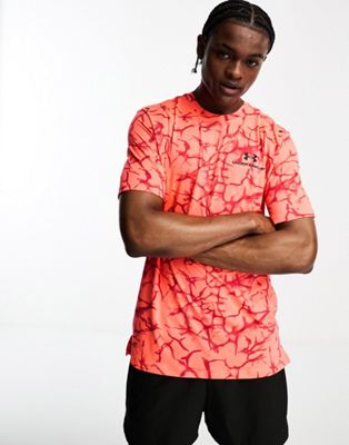 Under Armour Rush energy printed short sleeve t-shirt in red - ASOS Price Checker