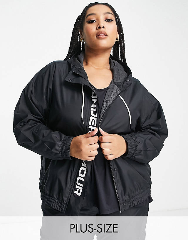 Under Armour - rush full zip woven jacket in black
