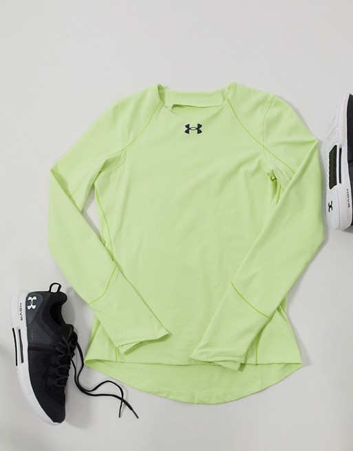 Under Armour Rush long sleeve crew neck top in green