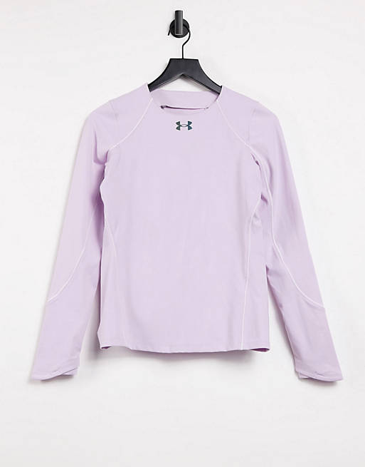 Under Armour Rush long sleeve crew neck top in lilac
