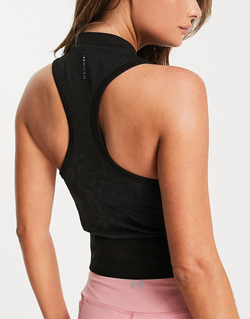  Under Armour Rush seamless tank top in black and grey 