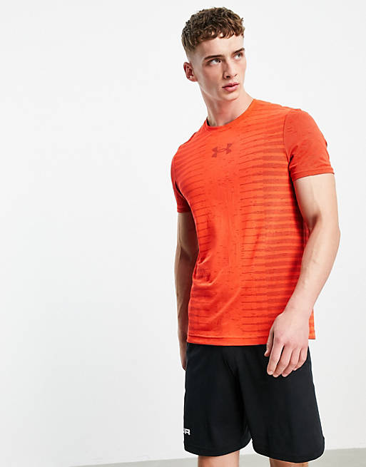 Under Armour seamless back wordmark t-shirt in red
