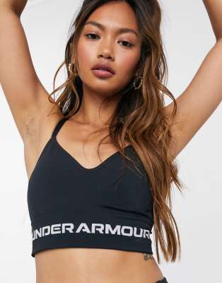 Under Armour Seamless Light Support Longline Bra In Black In Black