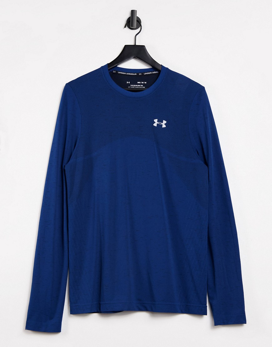 Under Armour seamless long sleeve top in blue-Blues