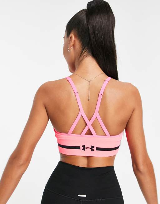 Under Armour seamless low long Heather sports bra in cerise