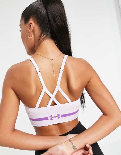 Under Armour seamless low long heather sports bra in lilac