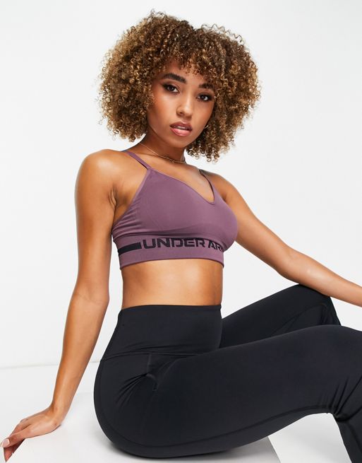 Under Armour seamless low long line bra in plum