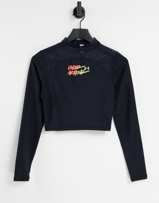 Under Armour - Sort langærmet croptop med mockneck